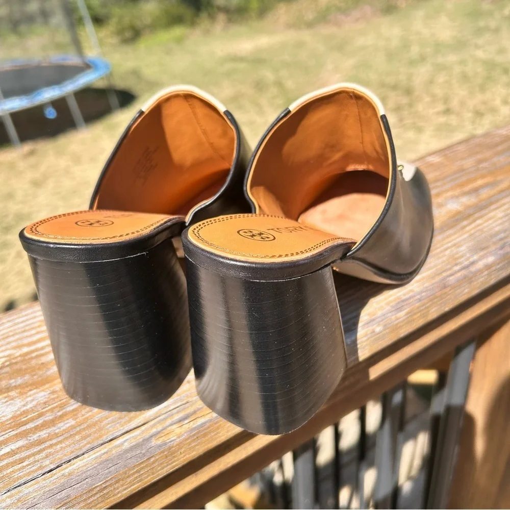 TORY BURCH Equestrian Link Heeled Mule size 10